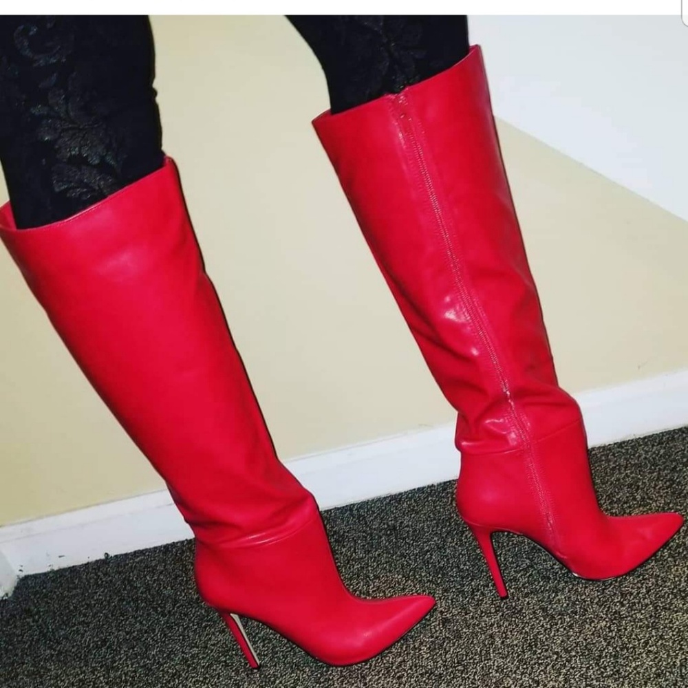 Red Knee High Boots